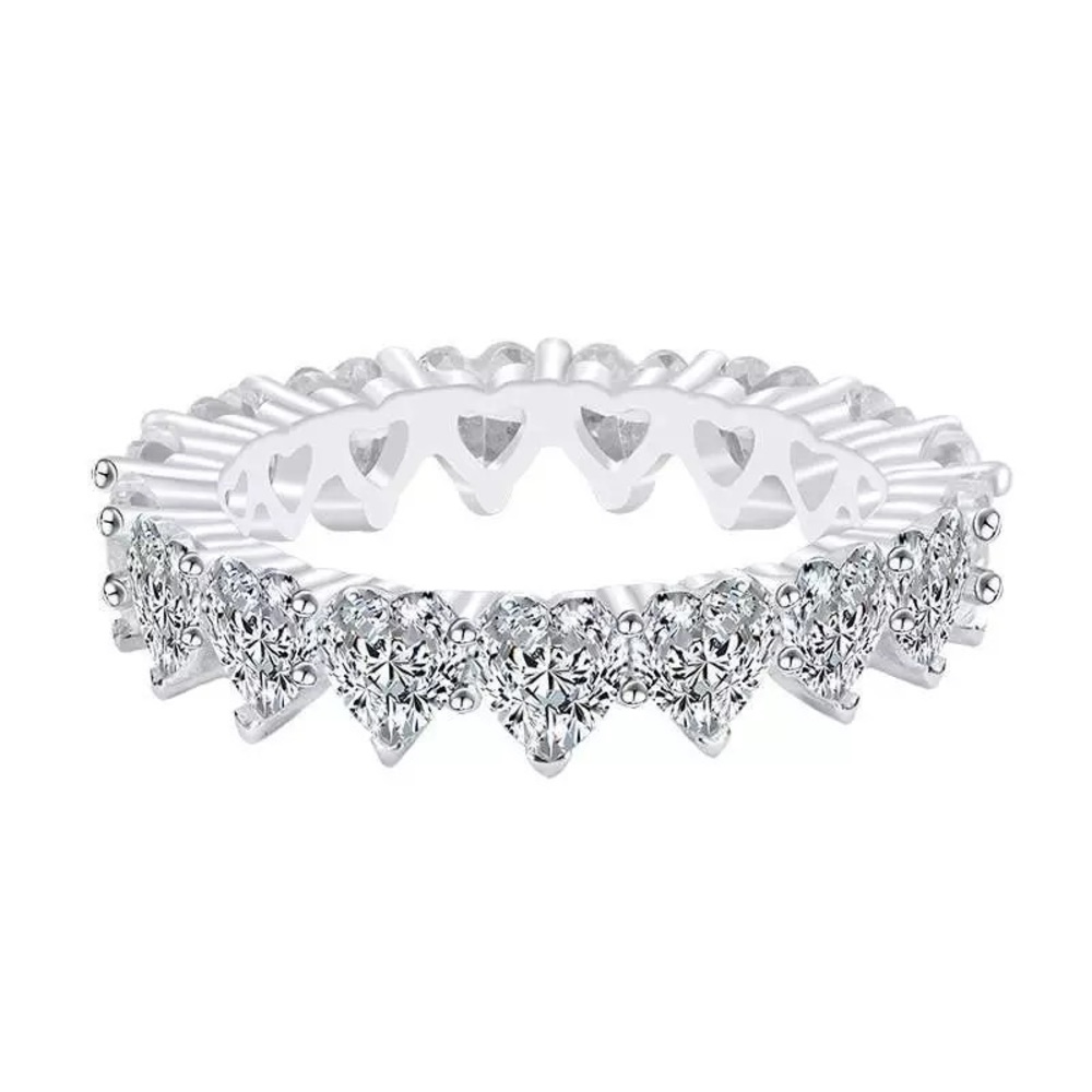 ❤️ Heart Shaped Cut Eternity Wedding Diamond Band - Picture 2 of 8